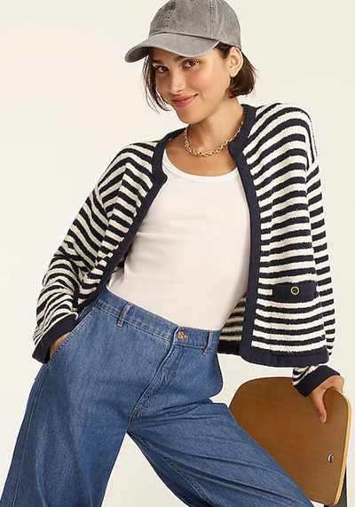 Open-Front Cardigan Sweater In Stripe, £132 | J.Crew