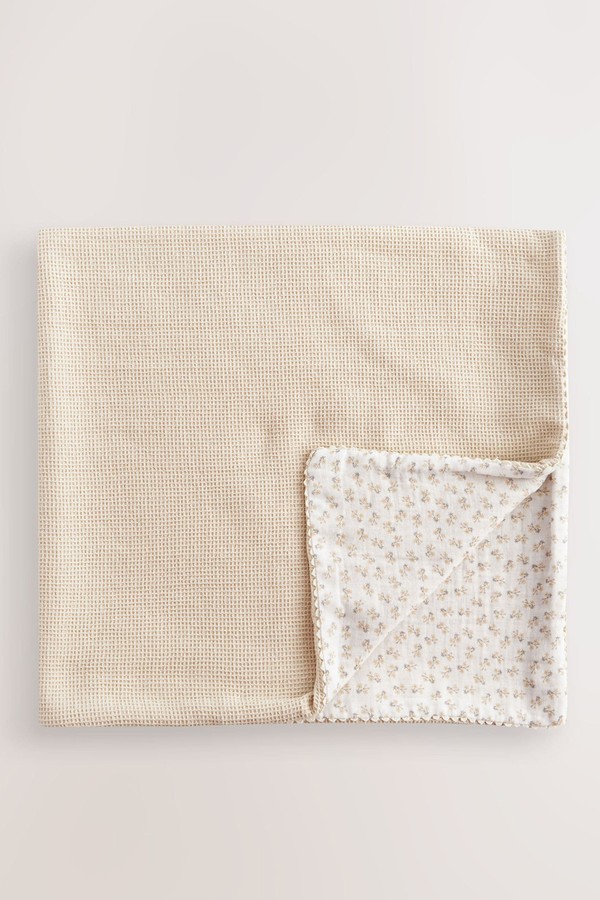 Floral Baby 100% Cotton Waffle & Muslin Blanket