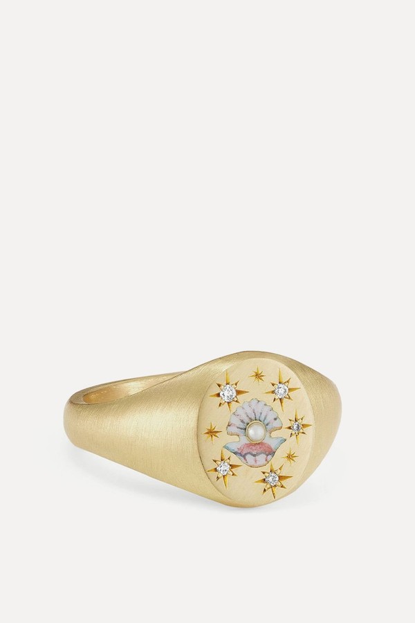 Clam & Pearl Ring