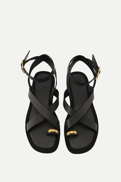 Flat Crossed Sandals With Metallic Detail  from Parfois