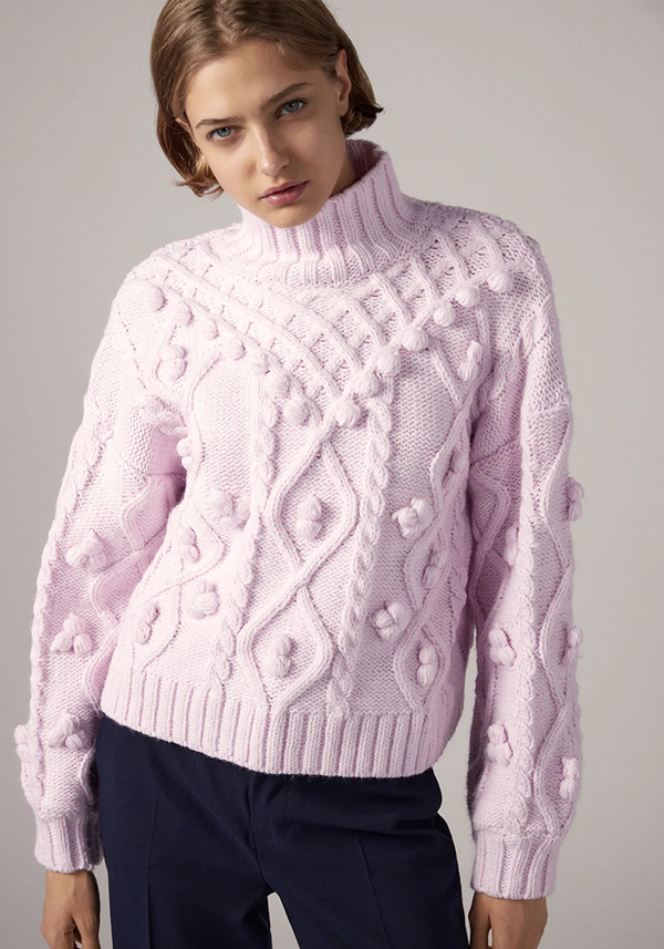 Knit Sweater With Pom Poms
