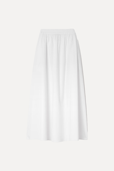 Pleated Organic Cotton-Poplin Midi Skirt from Matteau