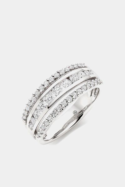 Platinum Diamond Half Eternity Triple Row Ring from Beaverbrooks