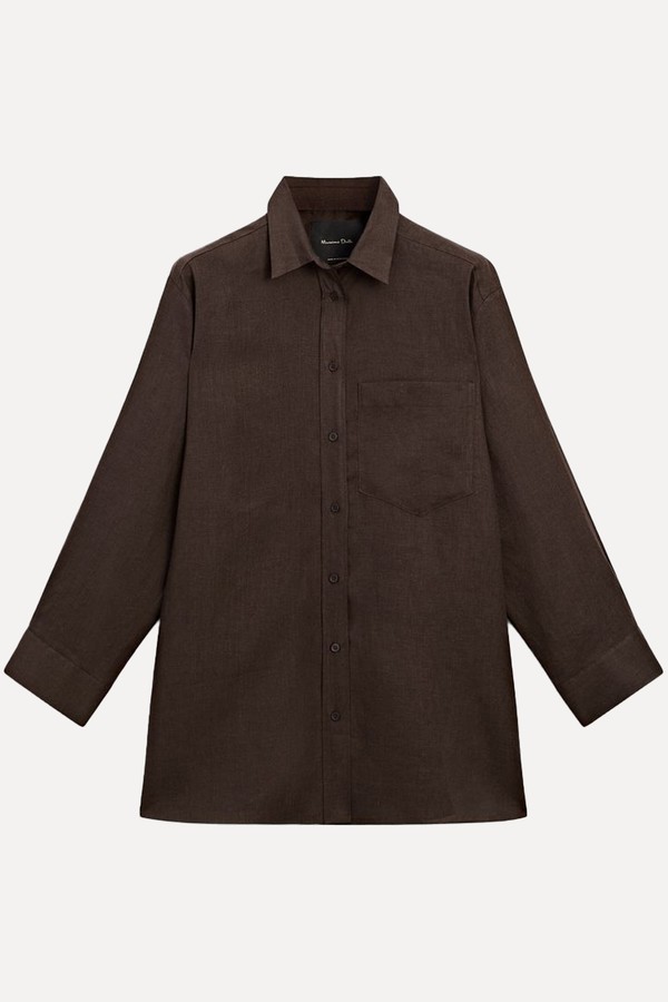 Long 100% Linen Overshirt from Massimo Dutti
