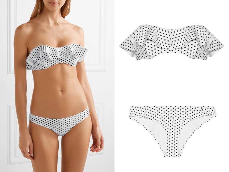 Natalie Polka Dot Bonded Bandeau Bikini from Lisa Marie Fernandez