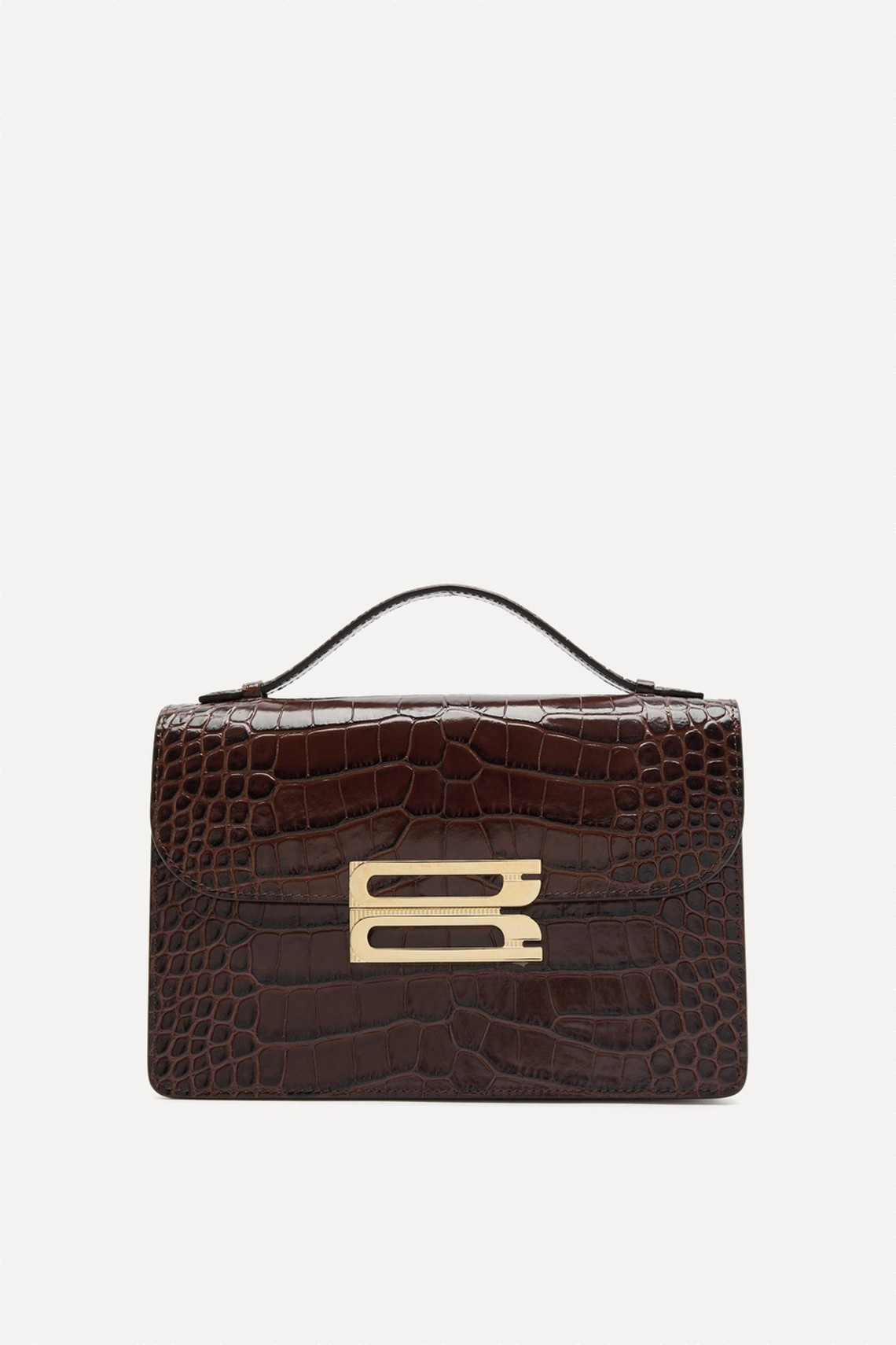 Dorian Small Crocodile-Effect Leather Top Handle Bag from VICTORIA BECKHAM