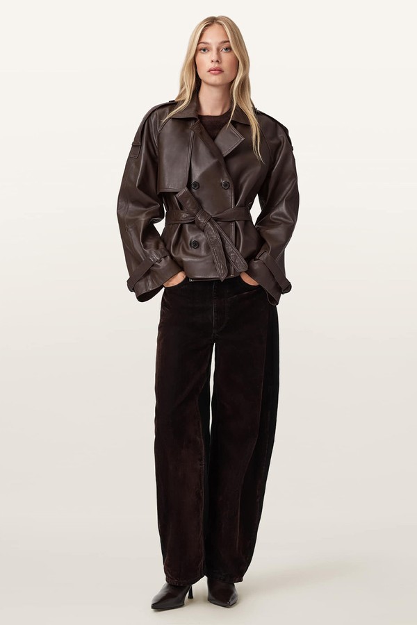 Reed Cropped Leather Trench