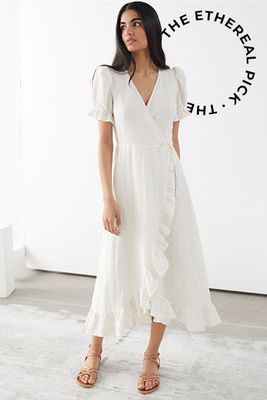 Frilled Linen Midi Wrap Dress from & Other Stories