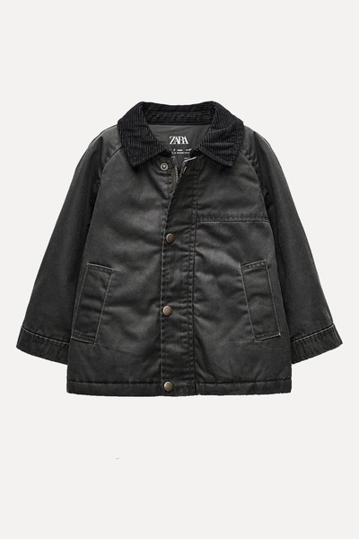 Waxed Jacket With Corduroy Collar from Zara