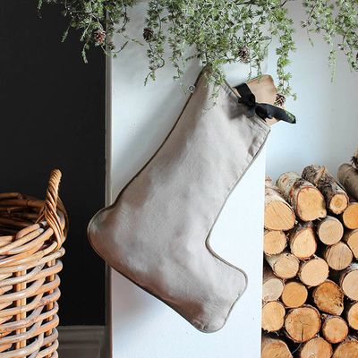 Natural Linen Christmas Stocking from Marquis & Dawe
