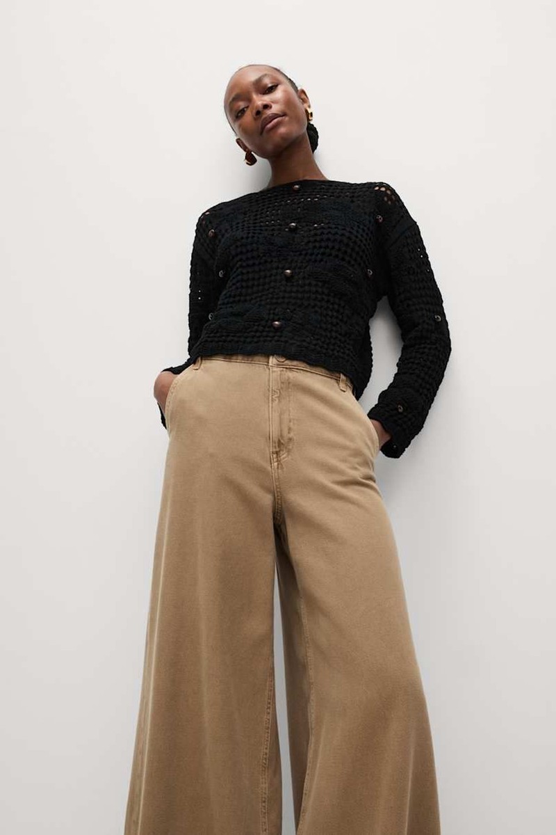 Cotton Blend Open Stitch Relaxed Cropped Jumper