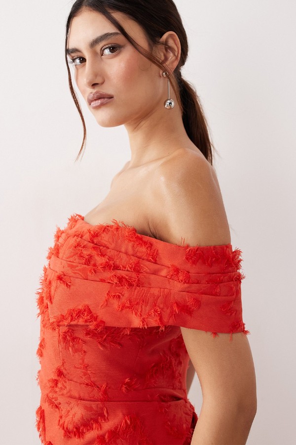 Textured Bardot Maxi Dress