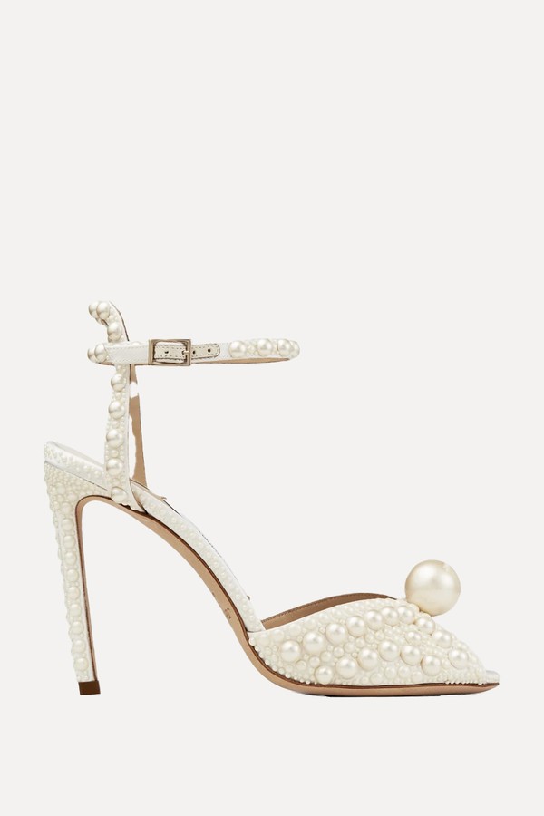 Sacora 100 Satin Sandals With All Over Pearls