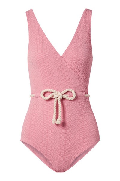 Belted Seersucker Swimsuit from Lisa Marie Fernadaz