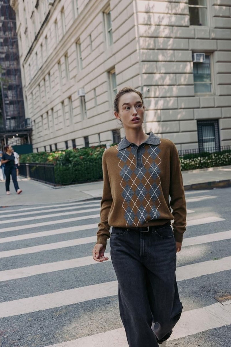 Diamond Knit Polo Sweater from Zara