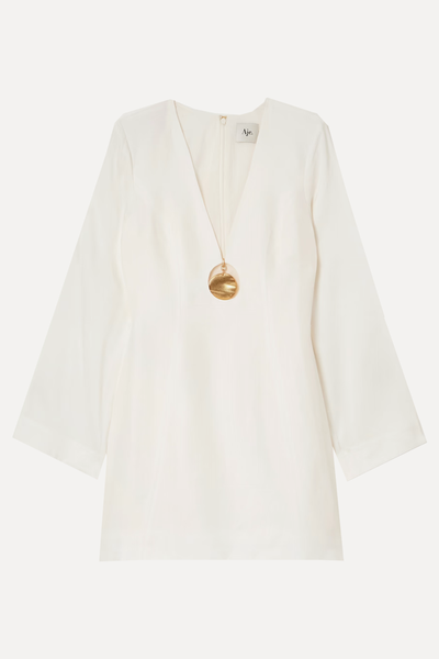 Bettina Cutout Embellished Linen-Blend Mini Dress from AJE