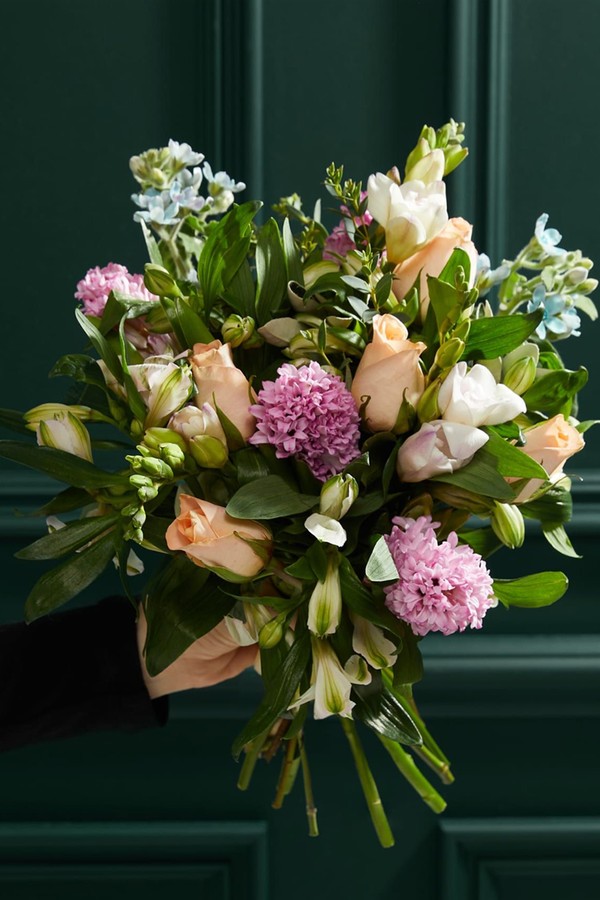 Sweetly-Scented-Rose-Tweedia-Freesia Bouquet