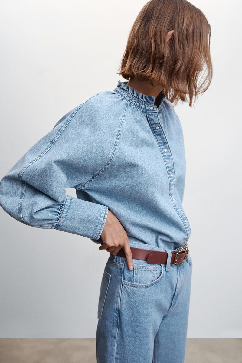 Puffed Sleeves Denim Shirt from Mango