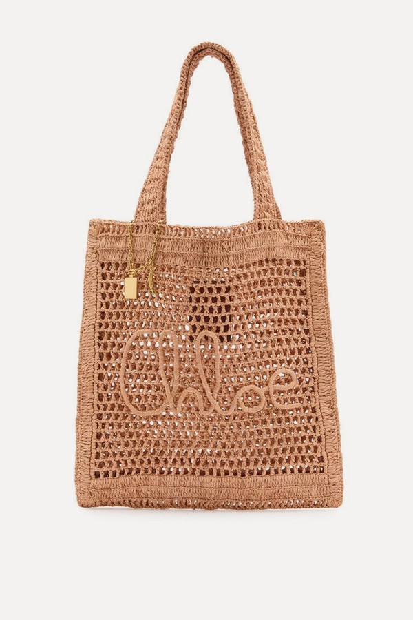 Summer Banana Logo Raffia Tote from CHLOE