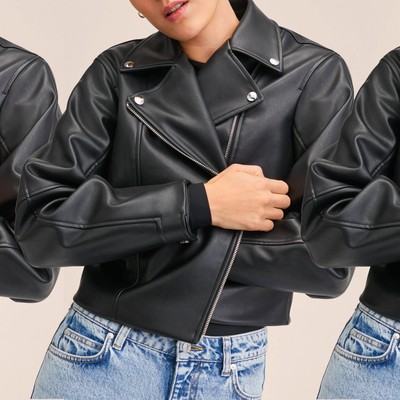 Fate Faux Leather Jacket with Knit Hoodie – Luxe EQ