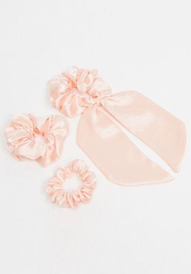 Pack of 3 Scrunchies And Bow In Mixed Size from Asos Design