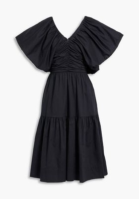 Ruched Cotton Midi Dress from Black Halo