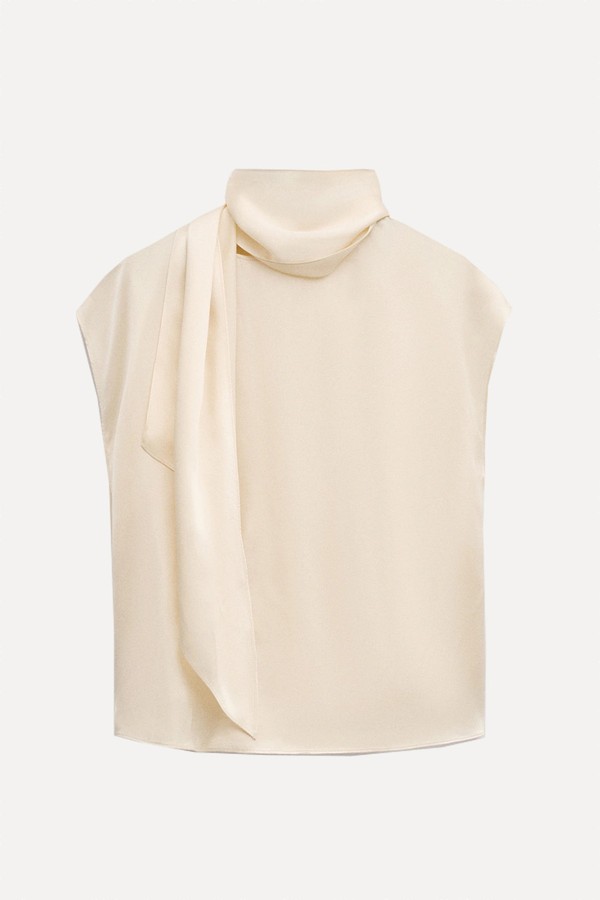 100% Silk Blouse With Foulard Collar from Mango