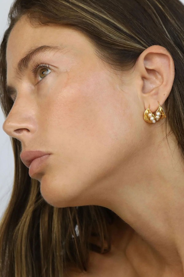 Freshwater Pearl Folded Hoops