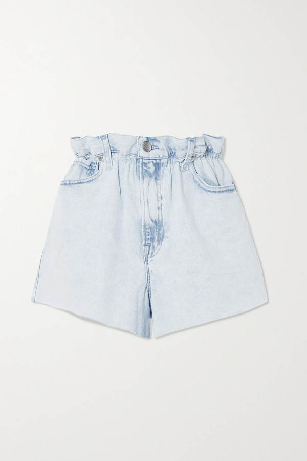 Paperbag Ruffled Frayed Denim Shorts from Good American