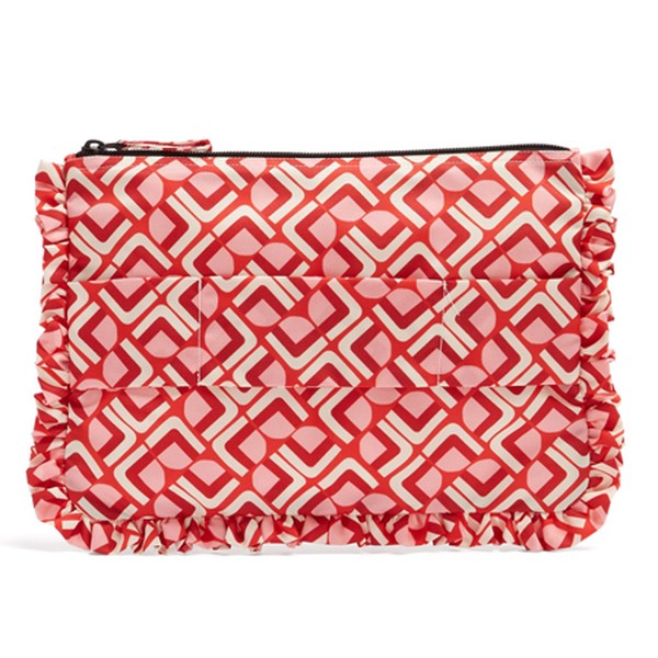 Geometric-Print Ruffle-Trimmed Pouch from La DoubleJ