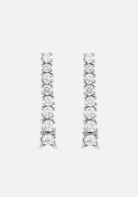 1ct Lab Diamond Life Journey Drop Earrings Set In 9K White Gold