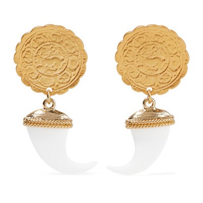 Gold-Tone & Faux Horn Earrings from Kenneth Jay Lane