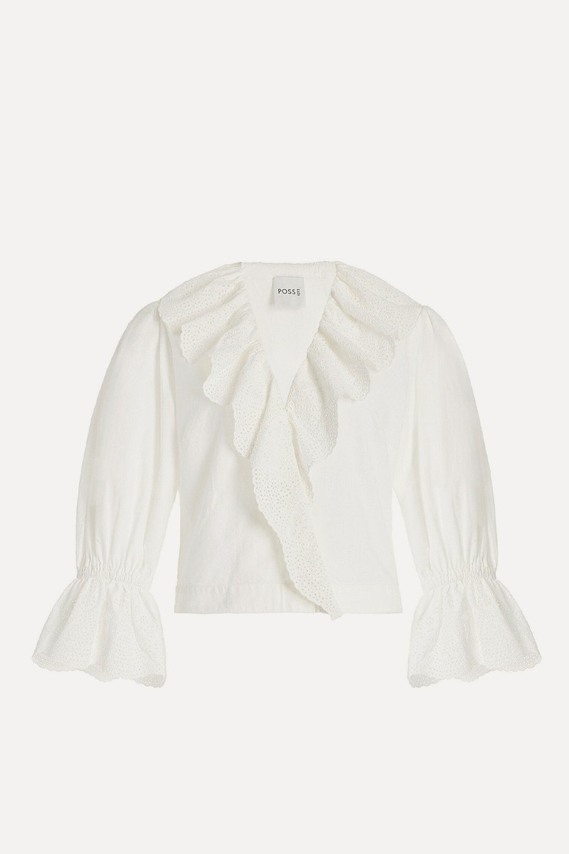 Beryl Embroidered Cotton Cross-Over Top from POSSE