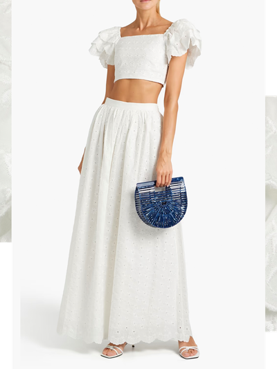Cropped Ruffled Broderie Anglaise Cotton Top, £180 (was £328) | Caroline Constas