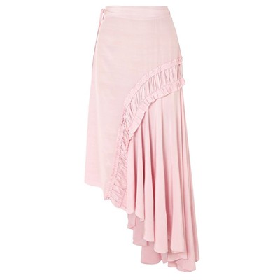 Asymmetric Crepe de Chine Midi Skirt from Preen Line