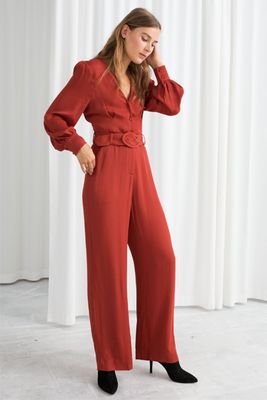 Belted V-Neck Jumpsuit from & Other Stories