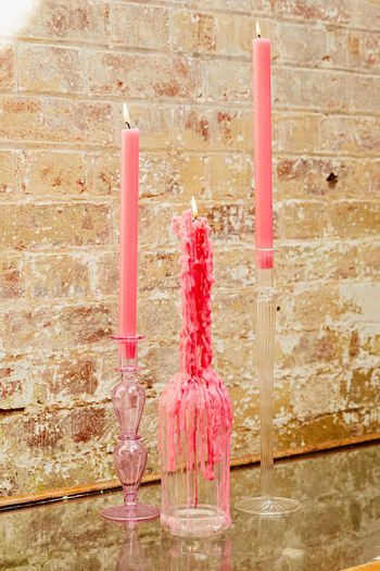 Set Of 2 Neon Pink Dining Candles, £6 | By True Grace