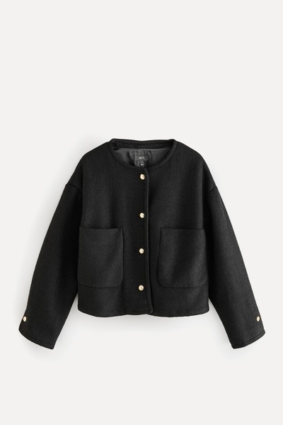 Textured Boucle Jacket With Wool