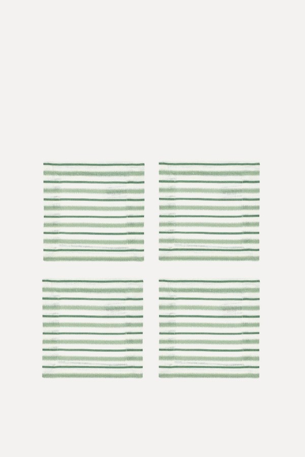 Set Of 4 Victoria Striped Linen Coasters from Rebecca Udall