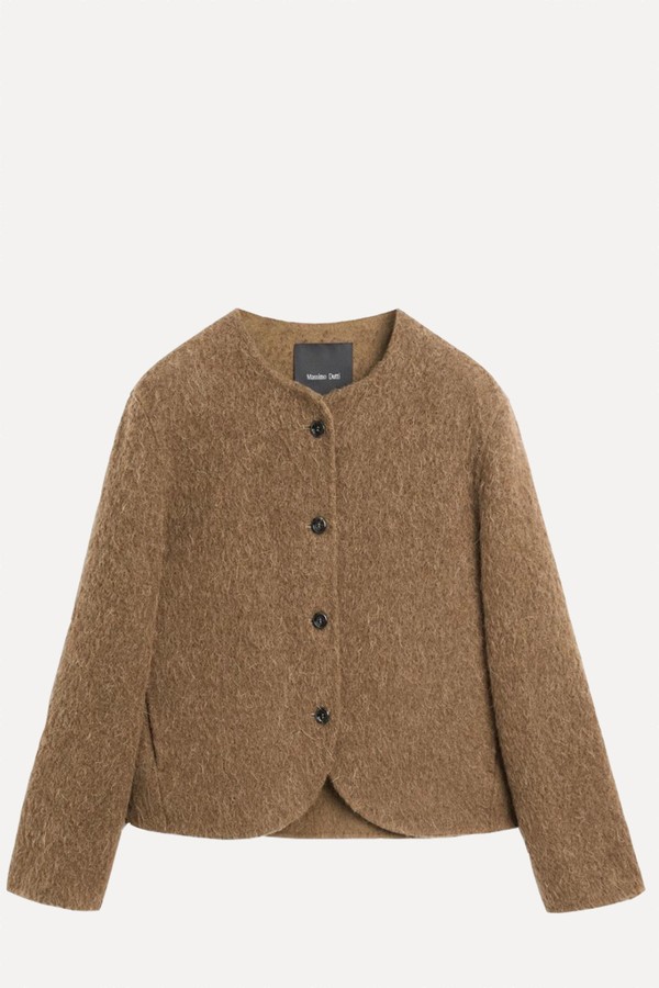 Alpaca & Wool Knit Cardigan With Brushed Finish from Massimo Dutti 