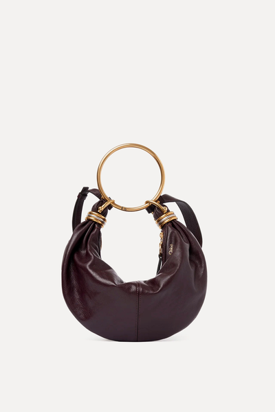 Small Bracelet Hobo Bag In Grained Leather