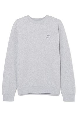 You Wish Embroidered Cotton-Bend Jersey Sweatshirt from Yeah Right NYC