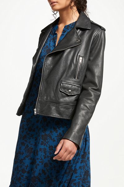 Leather Biker Jacket, Black