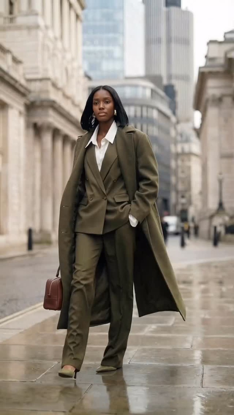 This week’s office ‘fits…

Look 1
Full Look (top, skirt) Saint Laurent
Earrings, Missoma
Bag, Givenchy
Shoes, Tom Ford 

Look 2 
Full Look (roll neck, coat) The Frankie Shop
Bag, Alaia 

Look 3 
Full Look (suit, shirt, trousers, coat) Stella McCartney 
Bag, Loewe 
Shoes, Jude 
Earrings, Neima Row

This image was generated using AI tools.