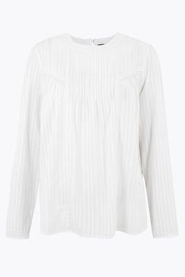 Cotton Rich Long Sleeve Blouse from M&S
