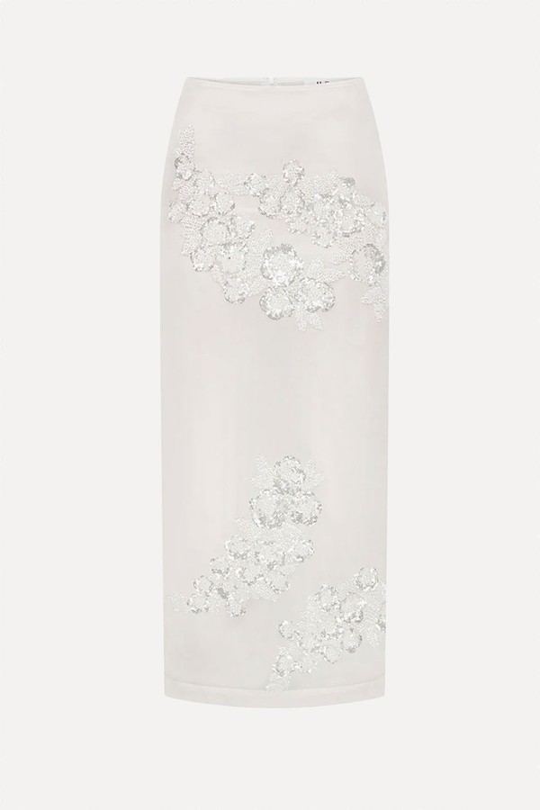 Pixie Applique Detailed Silk Organza Pencil Skirt from ILA