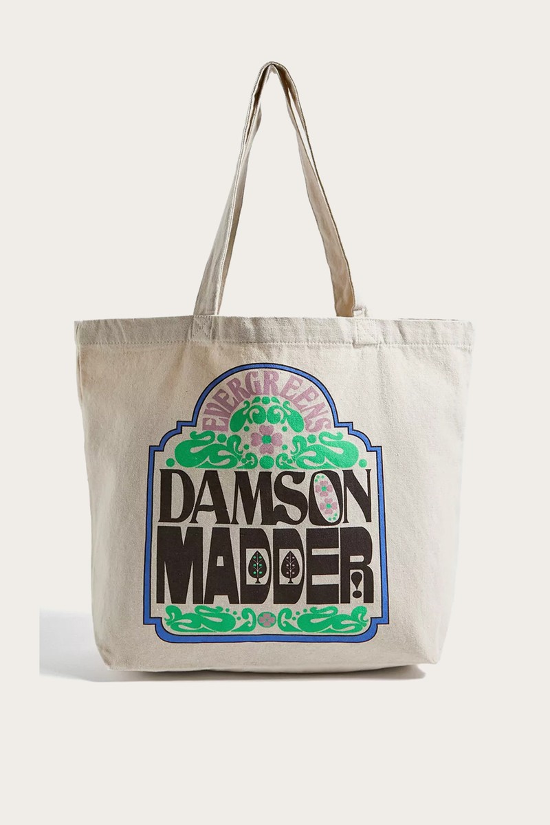 Oversized Tote Bag With Evergreen Print