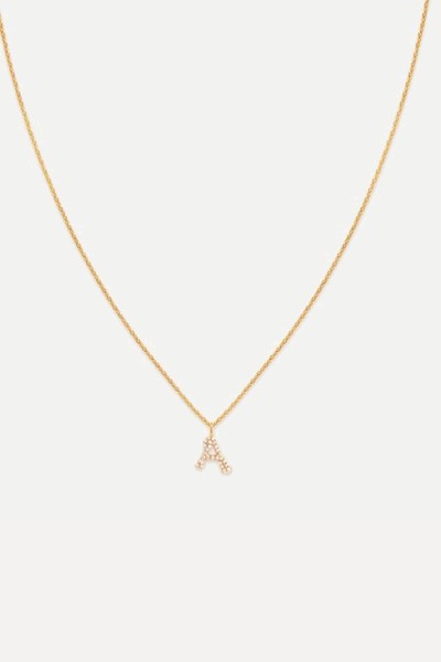 A Initial Pavé Pendant Necklace In Gold from Astrid & Miyu