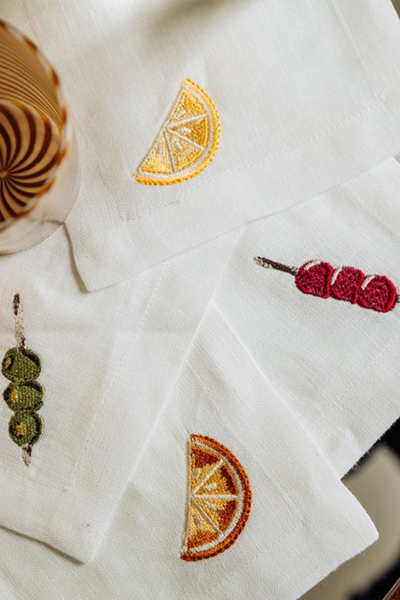 Set Of 4 Garnish Cocktail Napkins from Rebecca Udall