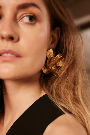 Gold Tone Hammered Floral Earrings, £29 | Mint Velvet